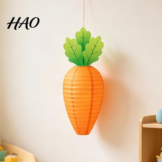 Easter Carrot Paper Lanterns Lantern, Hanging Decor for Kindergarten Classroom, Indoor Party Ceiling Decorations Kids Birthday Suspended Ornament,