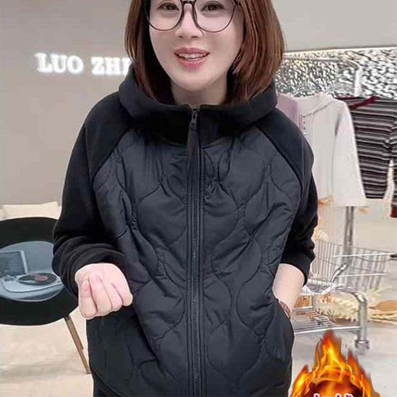 

Женская приталенная ветрозащитная флисовая толстовка с капюшоном и цветными блоками, Осень/Зима 2025 3XL