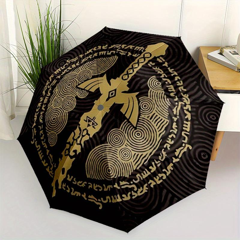 Legend of Zelda Automatic Folding Umbrella with Sturdy Iron Frame, Portable Compact Travel Umbrella All-Season Use Parties030