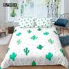Cactus Duvet Cover Set King Size Hand Painted Style Bedding Set Nature Art Prints Comforter Cover Green Plant Cactus Quilt Cover