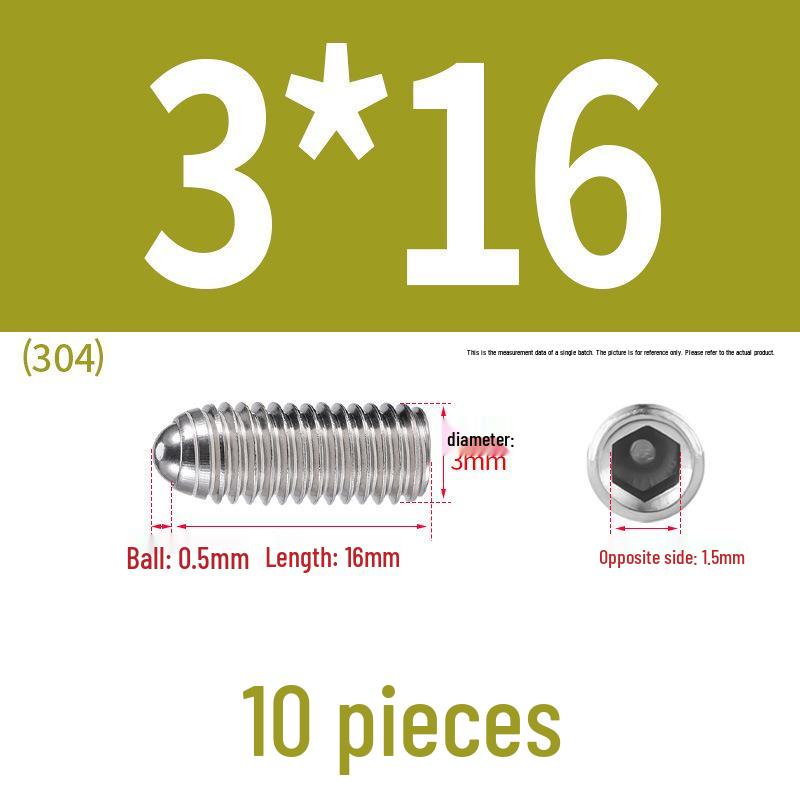 Stainless Steel Ball Plunger Set: M2.5-M16 Ball Screw Positioning Spring Plunger