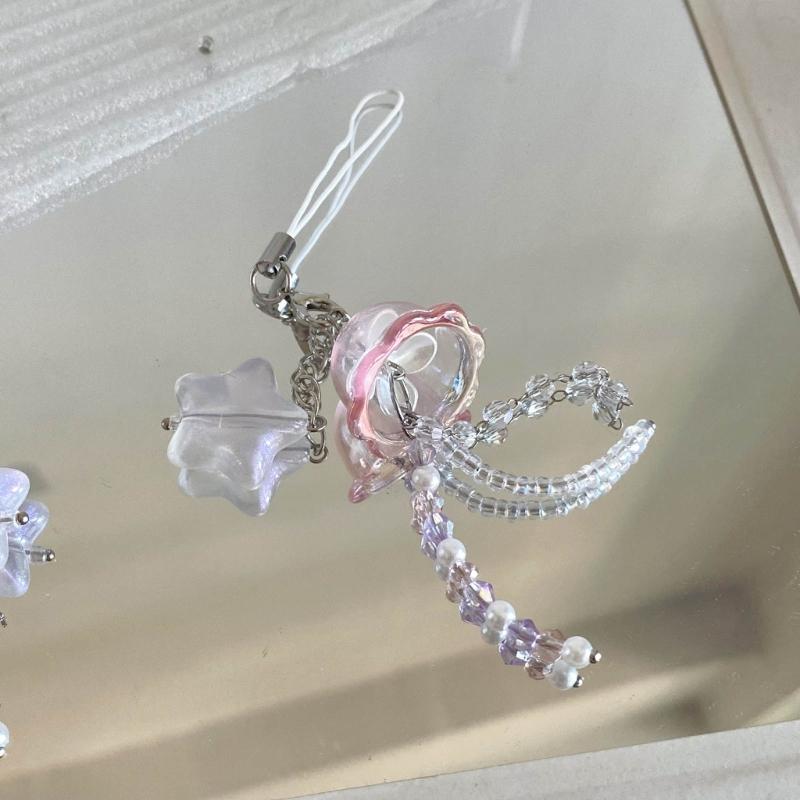 Cute Jellyfish Star Charm Phone Chain for Women Girls Handmade Beaded Keychain