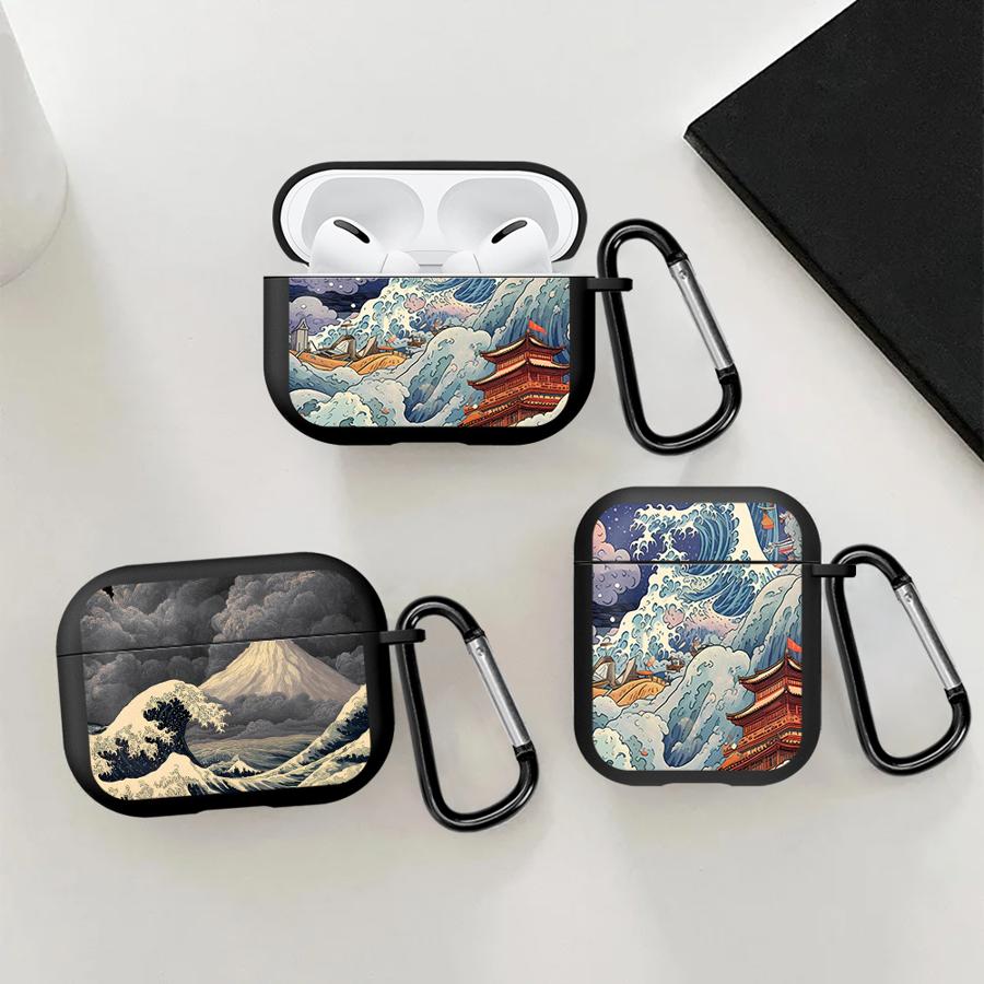 Case For Airpods 2 3 1 Pro3 Pro 4 Pro2 Earphone Cases Cover Japanese Mountain Waves Landscape