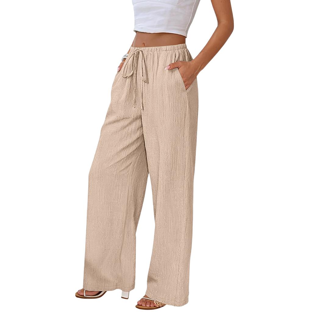 Women's Loose-fitting Wide-leg Pants, Casual Loose-fitting Pants, High-elastic Waistband, Long Pants With Pockets