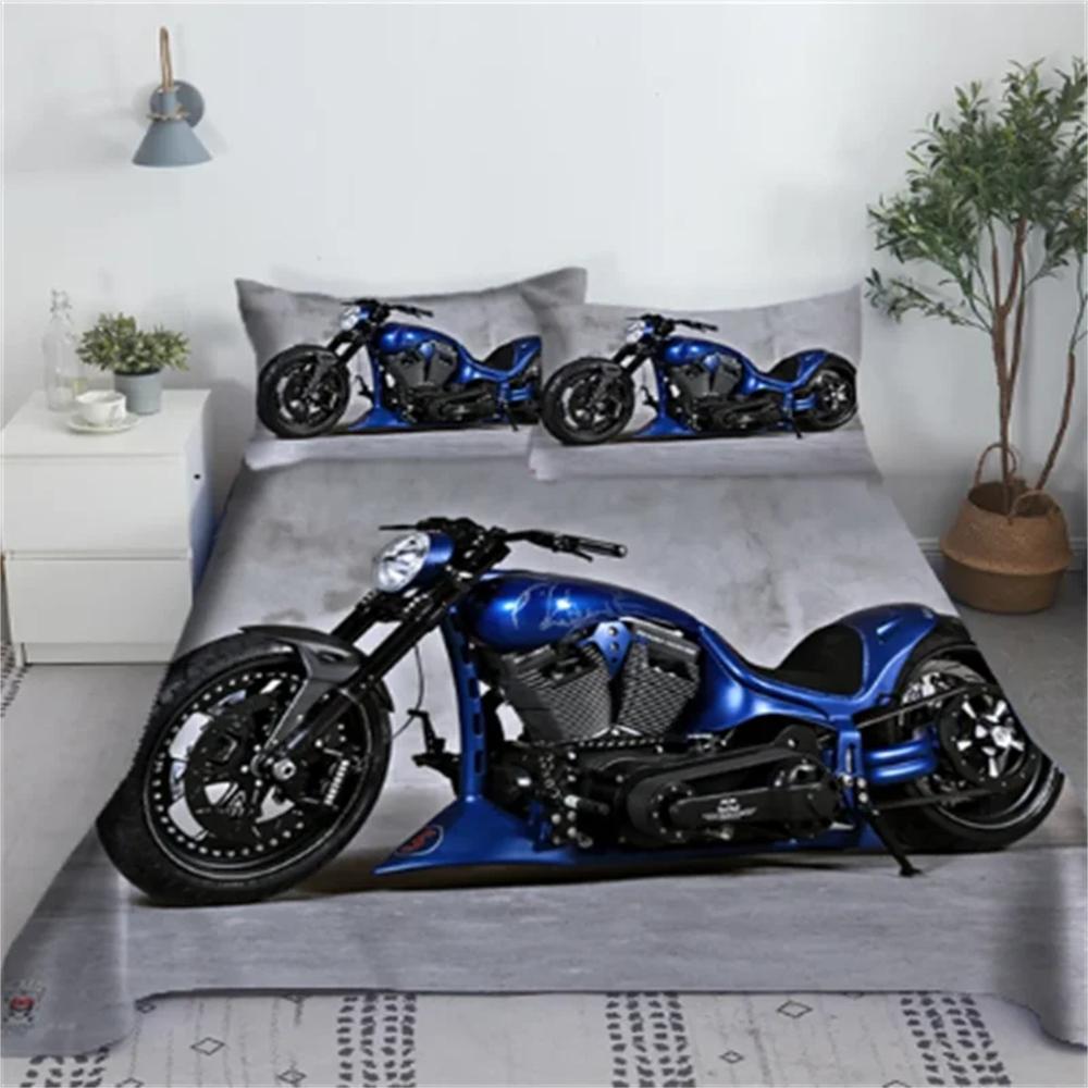 Cooles Motorrad Sport Bettwäsche Set 3D Gedruckt Motorradfahrer Polyester Bett Laken Bettbezug Mit Kissenbezug Bettwäsche