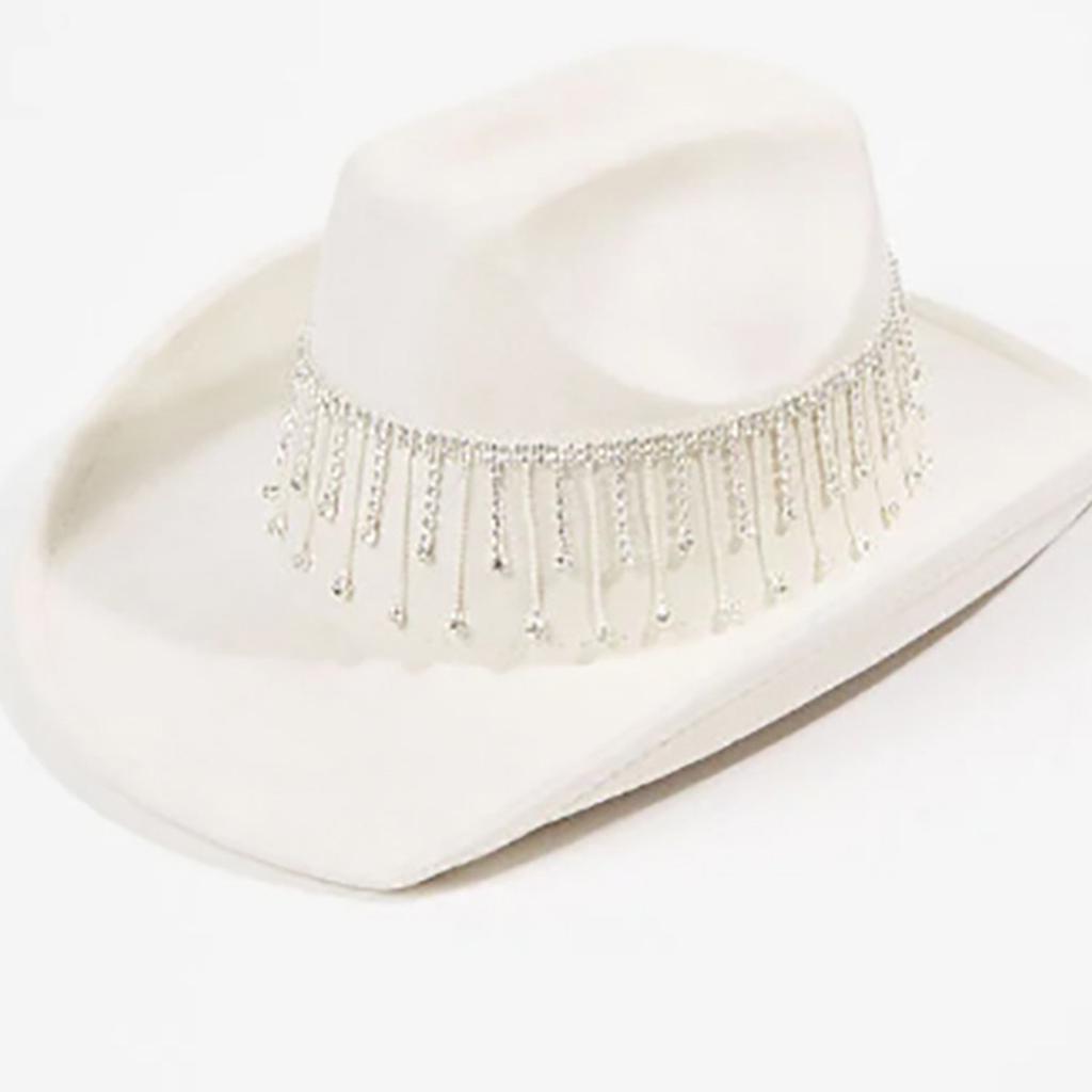 Bride Cowboy Hat Bachelorette Party Hat Bridal Party Hat Tassel Cowboy Hat Bridal Fedora Hat Tassel Cowgirl Hat