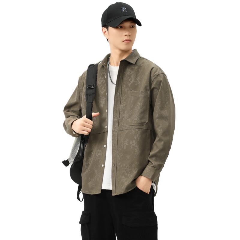 Spring New American Retro Loose Casual Men's Shirt Printed Long-sleeved Shirt Jacket