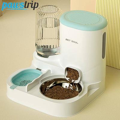 Cat Automatic Feeder Drickskål Husdjursvattenautomat för valp Katt Kombination spannmålsförvaringshink Katttillbehör