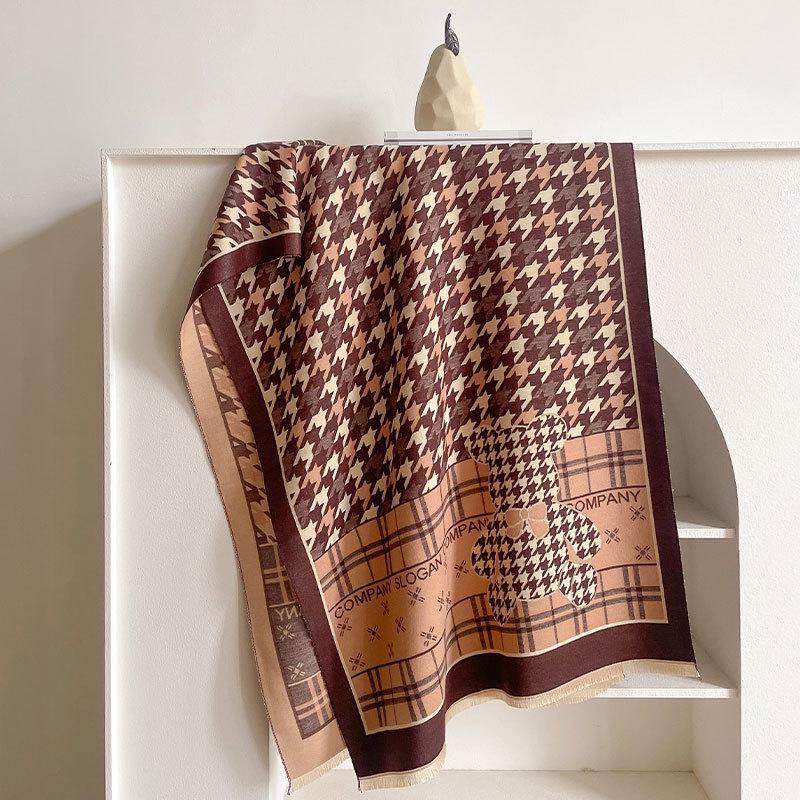 Qiandongge Imitation Cashmere Shawl Women'S Cape Dual-Purpose Versatile Sunscreen Photo With Fringed Warm Scarf