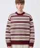 TRILLION Washable Hairy Stripe Crewneck Knit_Red