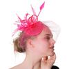 Popular Hemp Yarn Banquet Mesh Top Hat Bridal Feather Hairpin European And American Rose Red Top Hat