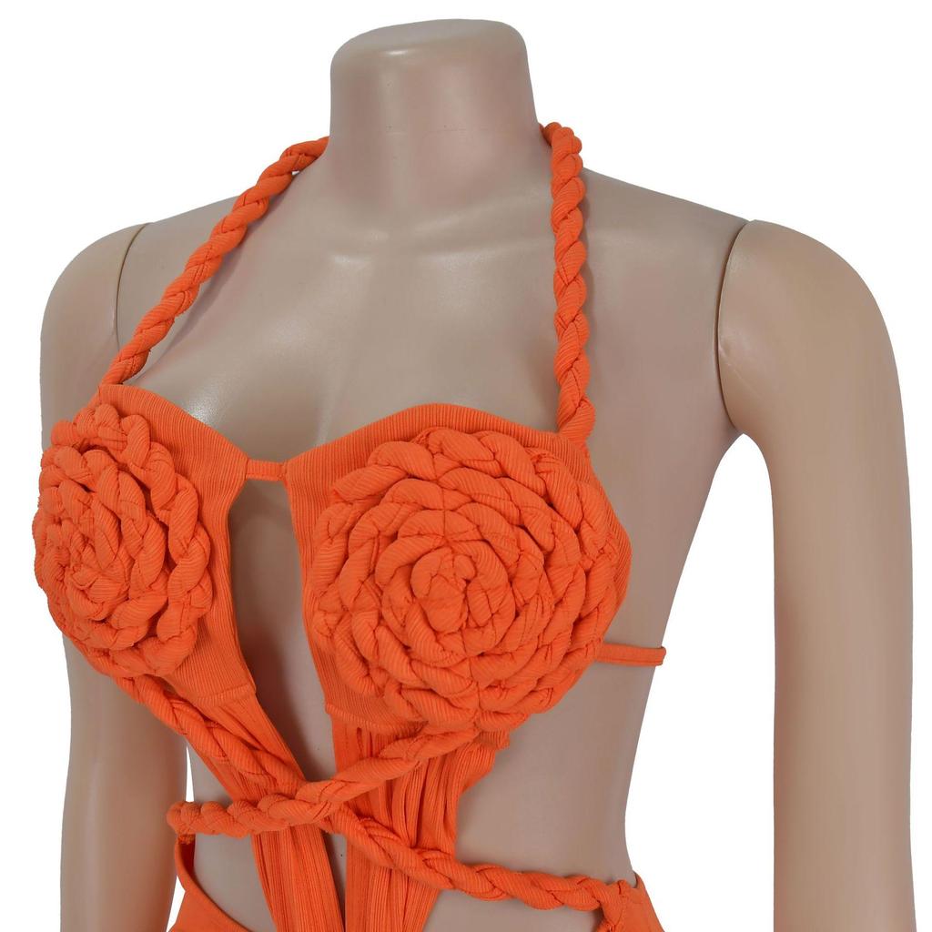 C7407 European & American Fashion: Sexy Knit Halter Backless Dress for Women