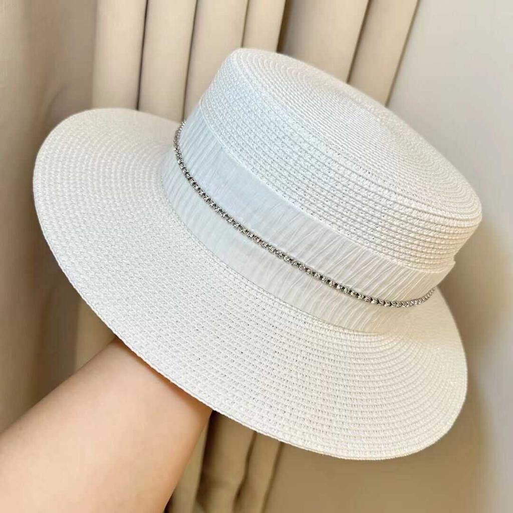 Summer Flat-top Straw Hat Women's Seaside Beach Sunshade Small Versatile Sunscreen Hat