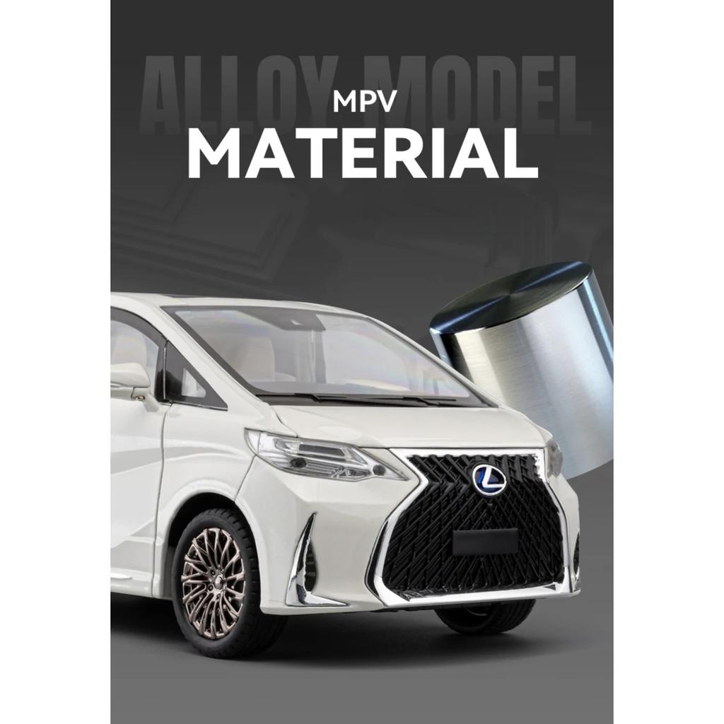 1/18 Lexus LM300 Electric Door MPV Alloy Car Model Sound and Light Pull Back Children's Toy Collectibles Birthday Gift Boyfriend