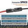Solar Connectors 5 Pairs Low Resistance Pure Copper Core Waterproof Flame Retardant for Commercial PV Panel Installation