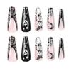 Halloween Press on Nails Coffin Fake Nails Press on Nails with Jelly Glues