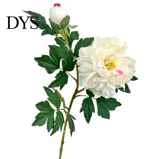 Elegant Home Floral Accents Artificial Peony Flower, Realistic 2 Heads Faux with 1 Bud, 29.9" Fake Silk Flower Arrangement Bouquet Stem for