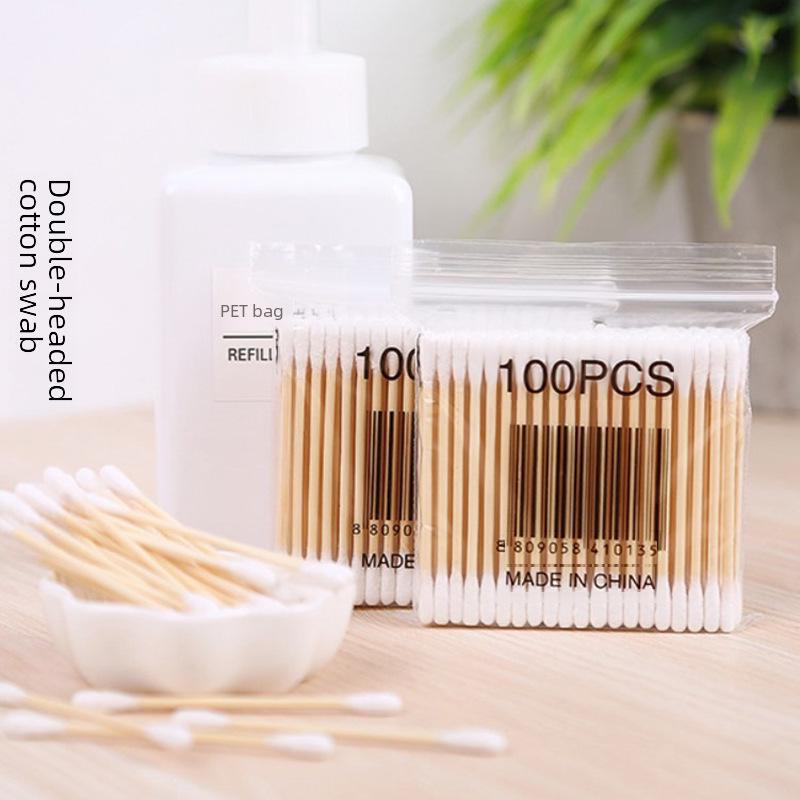 Multi-Color Double-Headed Spiral Cotton Swab Pack for Makeup Removal