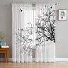 Silhouette von Zweigen, Baum, durchsichtige Fenstervorhänge, Schlafzimmer, moderner Chiffon-Drape, Tüll, Volants, Wohnzimmer, Küche, Voile-Vorhang