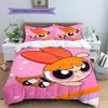 Powerpuff Girls Blossom Bubbles Buttercup Character Pattern Bedding Home Decoration Festival Gift (1 * duvet cover + 2 * pillowcase, without core)