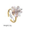 Atoztide Fashion Beaded Flower Open Ring For Women Stainless Steel Exquisite Colored Flower Adjustable Finger Ring Jewelry Gift