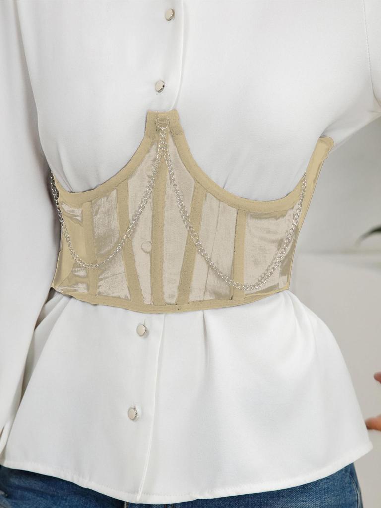 European & American Lace Waist Cincher Corset: Slimming Mesh Vest with Bust Support & Abdominal Shaping.