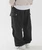 PIANER Nylon One-Pleat Cargo Parachute Pants (Black)