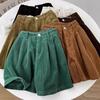 Women's High-Waist Retro Corduroy A-Line Shorts - Slimming Wide Leg, Petite Casual for Autumn/Winter 2024