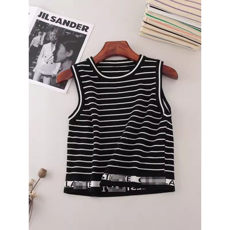 Stripes Knitting Camisole Women's Summer 2025 New Arrival Slimming Belly-Covering Inner Bottoming Top Women