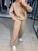 2025 Autumn/Winter Women's Casual Two-Piece Set: Round Neck Sweatshirt & Drawstring Jogger Pants