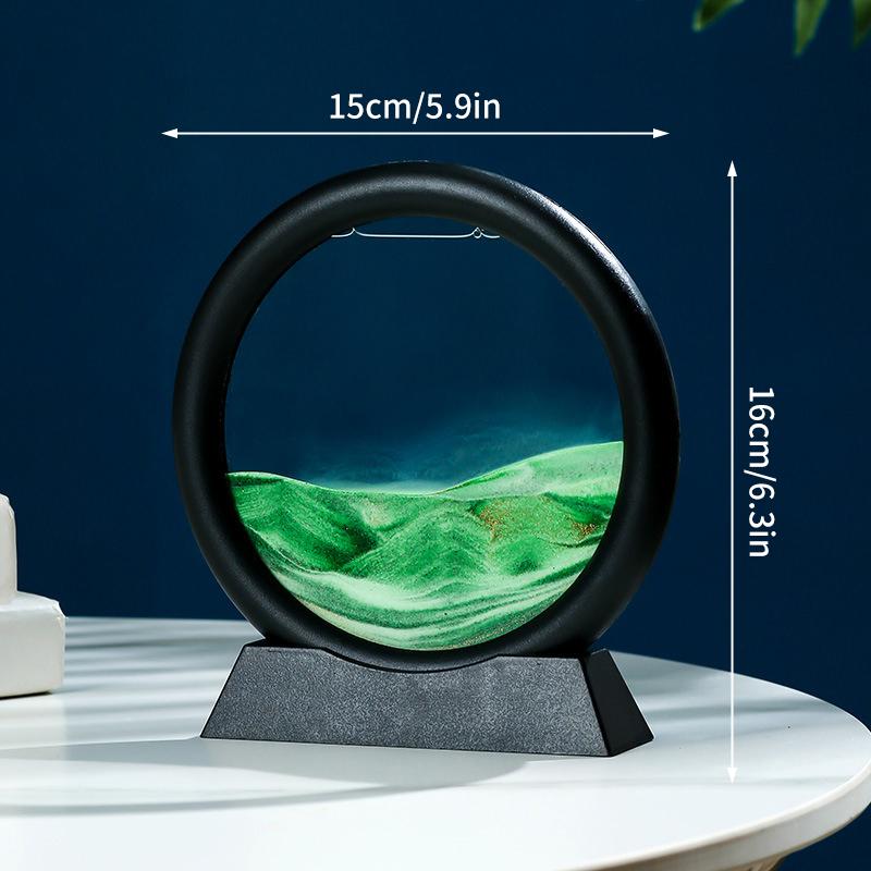 3D Timeglas Rinnande Sand Konstbild Rund Glas Djup Havs Sandlandskap Hantverk Flytande Målning Hemmakontor Dekoration Gåvor