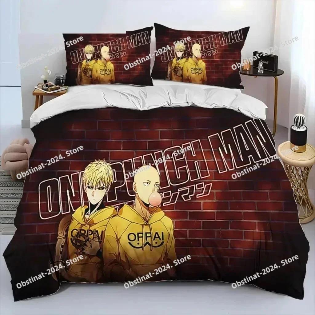 Anime One-Punch Man Saitama Bedding Set Printed Single Comforter Quilt Bed Duvet Cover Pillow Case 3 Pieces Sets Kids Adult Size