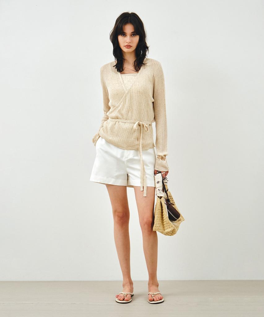 MONGDOL [Set] Sheer Linen Wrap Knit & Sleeveless Oatmeal Mdkt124Oatmeal