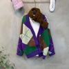 C S Dans la Pièce Cardigan Tricot Manches Longues Argyle Laine Surdimensionné 2Couleurs