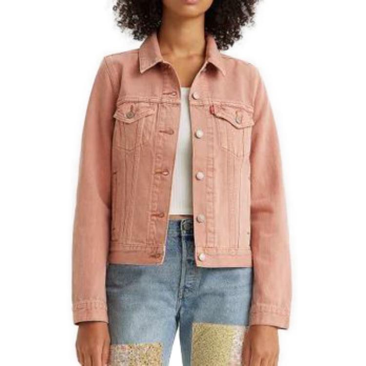 Levis Jednobarevná džínová bunda Dámské bundy Růžová 29945-0139