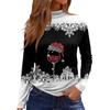 Damskie Jesienne Codzienne Koszule z Długim Rękawem Bluza Vintage z Nadrukiem Wysoki Dekolt Top Pulower