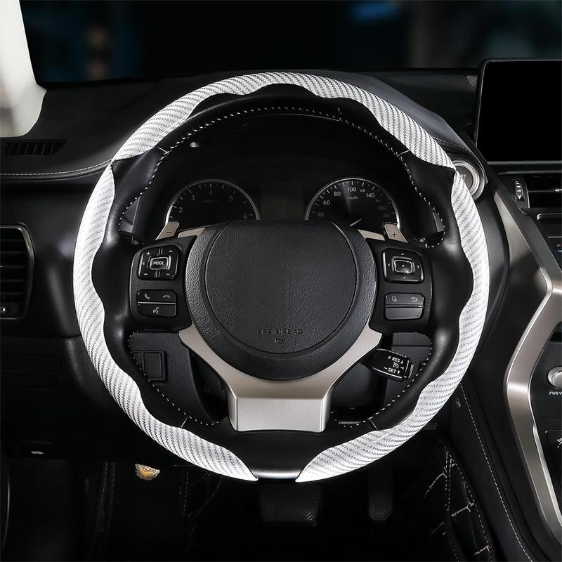 3Pcs 38Cm Carbon Fiber Car Steering Wheel Cover Non-Slip Protective Cover Segmented Car Styling Accessories For 99% Car