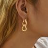 Minimalist Twisted Cuban Chain Hanging Drop Earrings for Women Punk Gold Color Detachable Round Circles Hoop Earring Ear Buckle