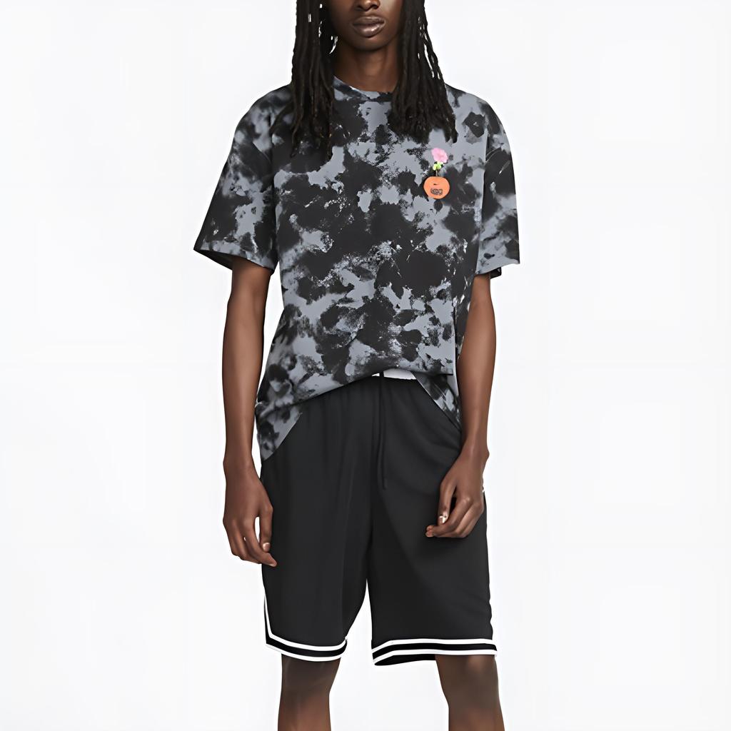 Nike Tie-Dye Print Round Neck Pullover Short Sleeve T-Shirt Men Tops Black FD0066-065
