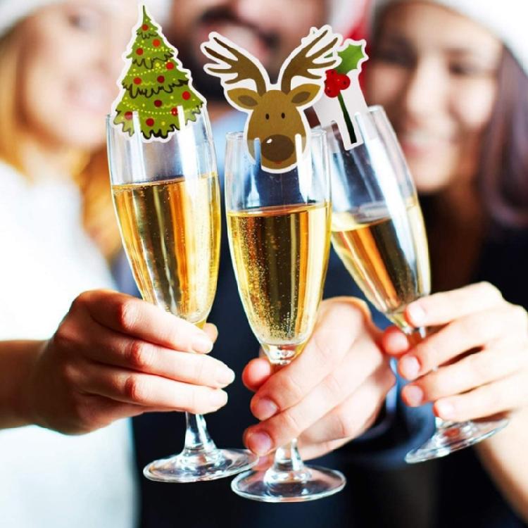 Weinglashänger für Weihnachten 80 Stück/Set Dekorative Karte Neujahrsparty-Dekoration