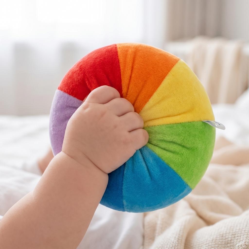 Soft Plush Rattle Ball Baby Handheld Sensory Toy with Bell Inside for Early Development and Hand Eye Coordination