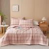 Simple Geometric Plaid Summer Quilt Japanese Style Soft Skin-friendly Air Conditioning Thin Quilt Bedroom Travel Throw Blanket