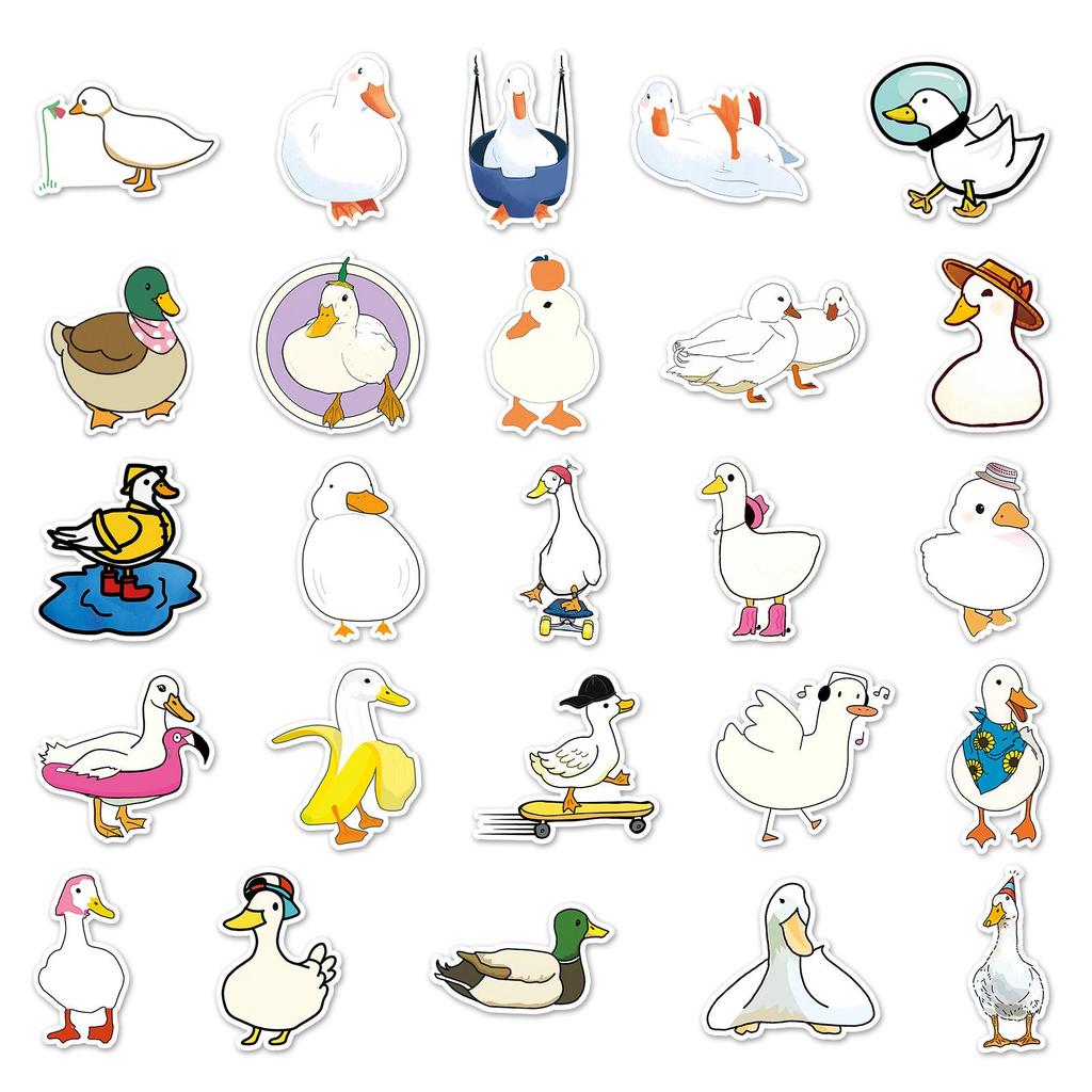 50 Duck Graffiti Cartoon Animal Stickers - Waterproof DIY Decor for Kids: Phone Cases, Suitcases