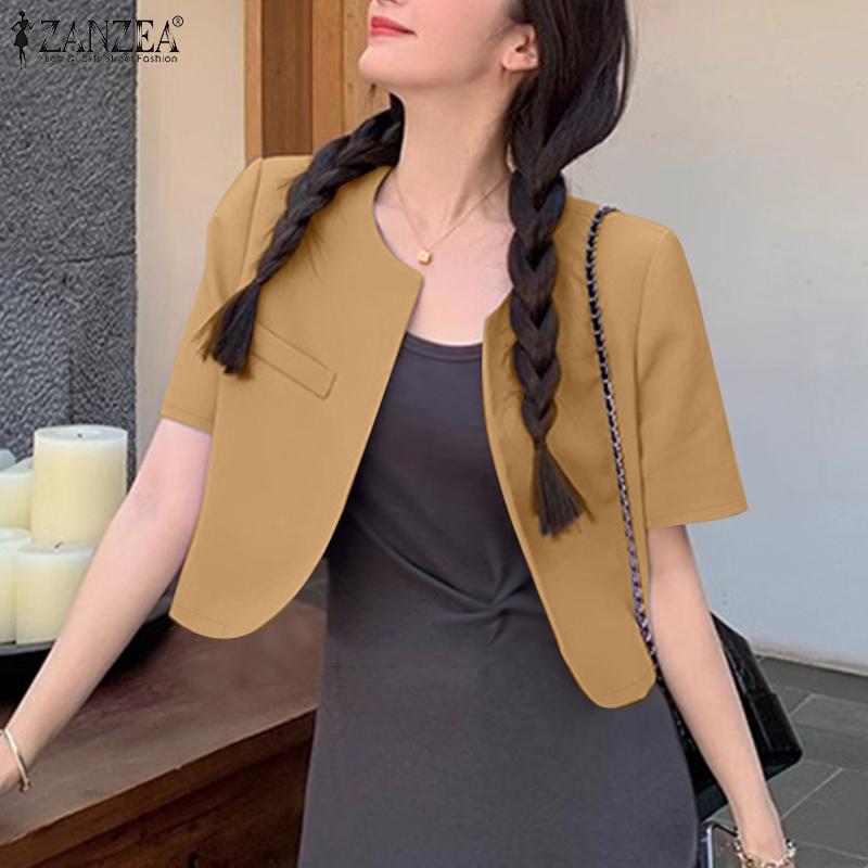 ZANZEA Womens Casual Short Sleeve Cropped Open Front Cardigan Tops