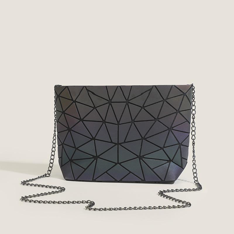 New Geometric Bag Laser Diamond Bag Folding Luminous Chain Bag One Shoulder Crossbody Bag