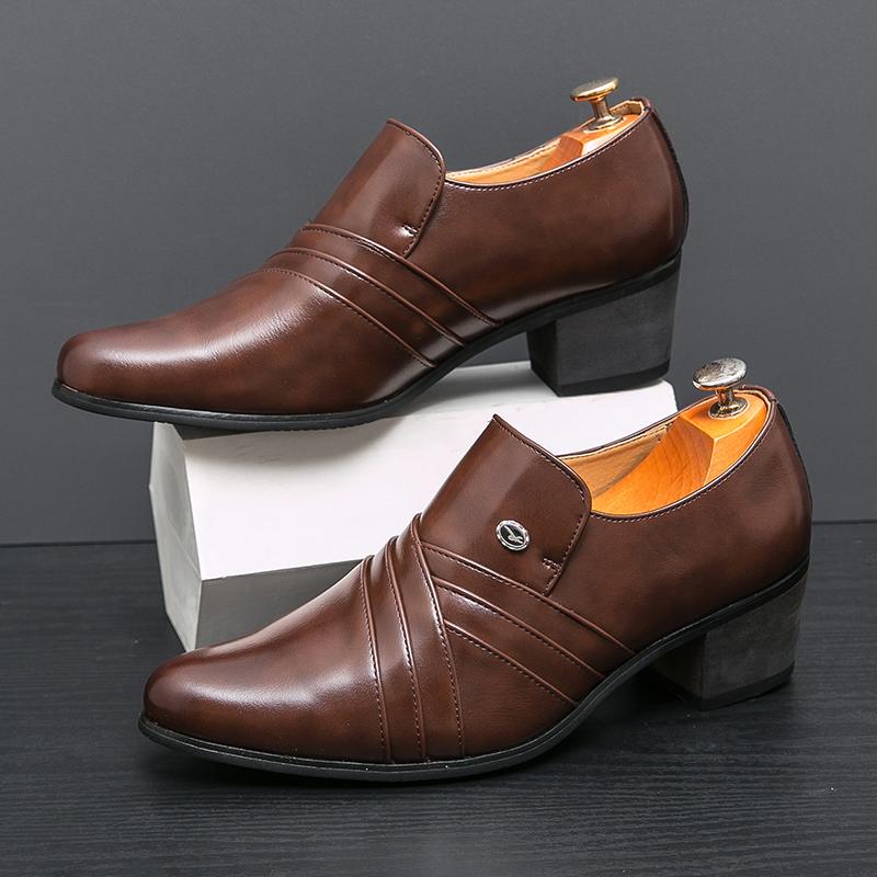 

Туфли на высоком каблуке для мужчин из искусственной кожи с острым носком для свадебного банкета, формальная модная обувь для парикмахеров 37