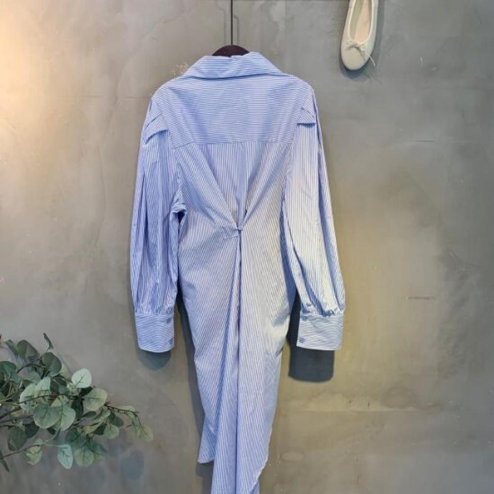 C S In The Room Charlie Striped Long Sleeve Puff Shirt dreSS C