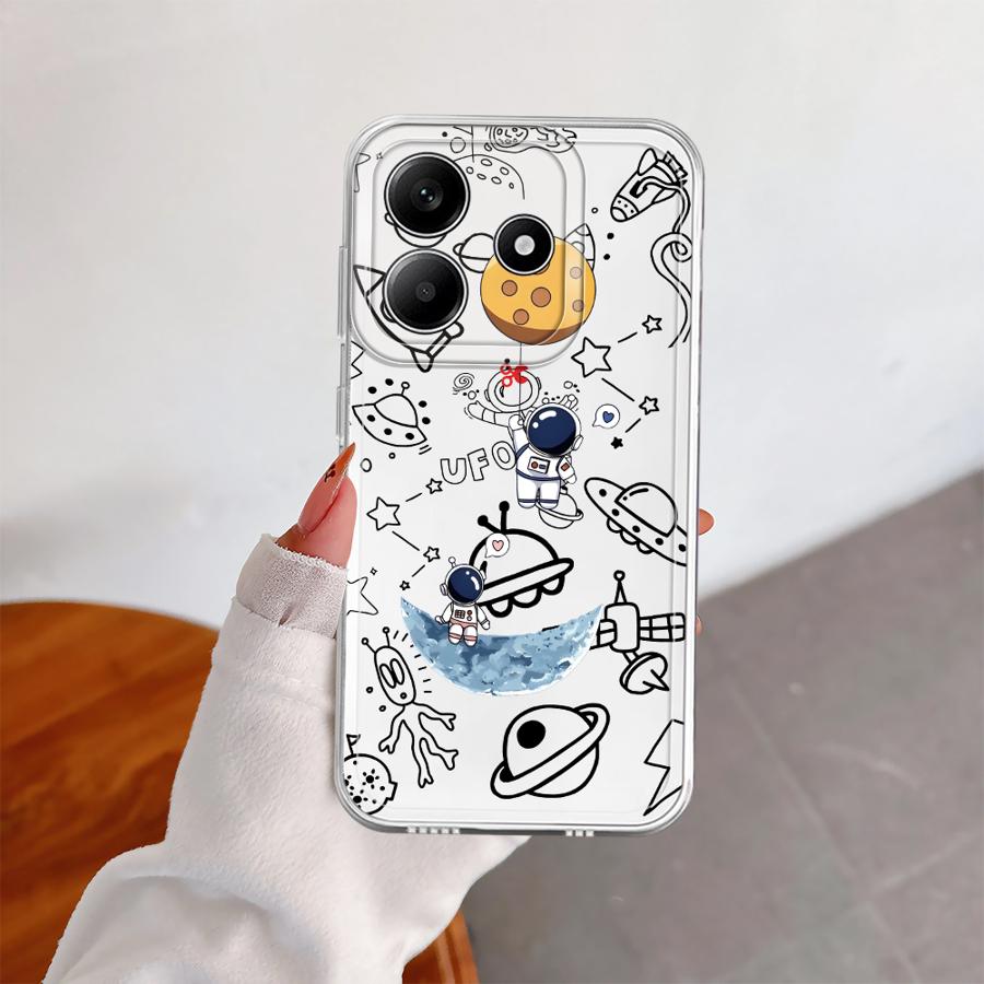 Cartoon Niedliche Astronauten Hülle für Xiaomi Redmi Note 14 Pro Plus 13C 14C A4 Note 13 11S 11 10S 9 10 12S 12 Weiche Handyhülle