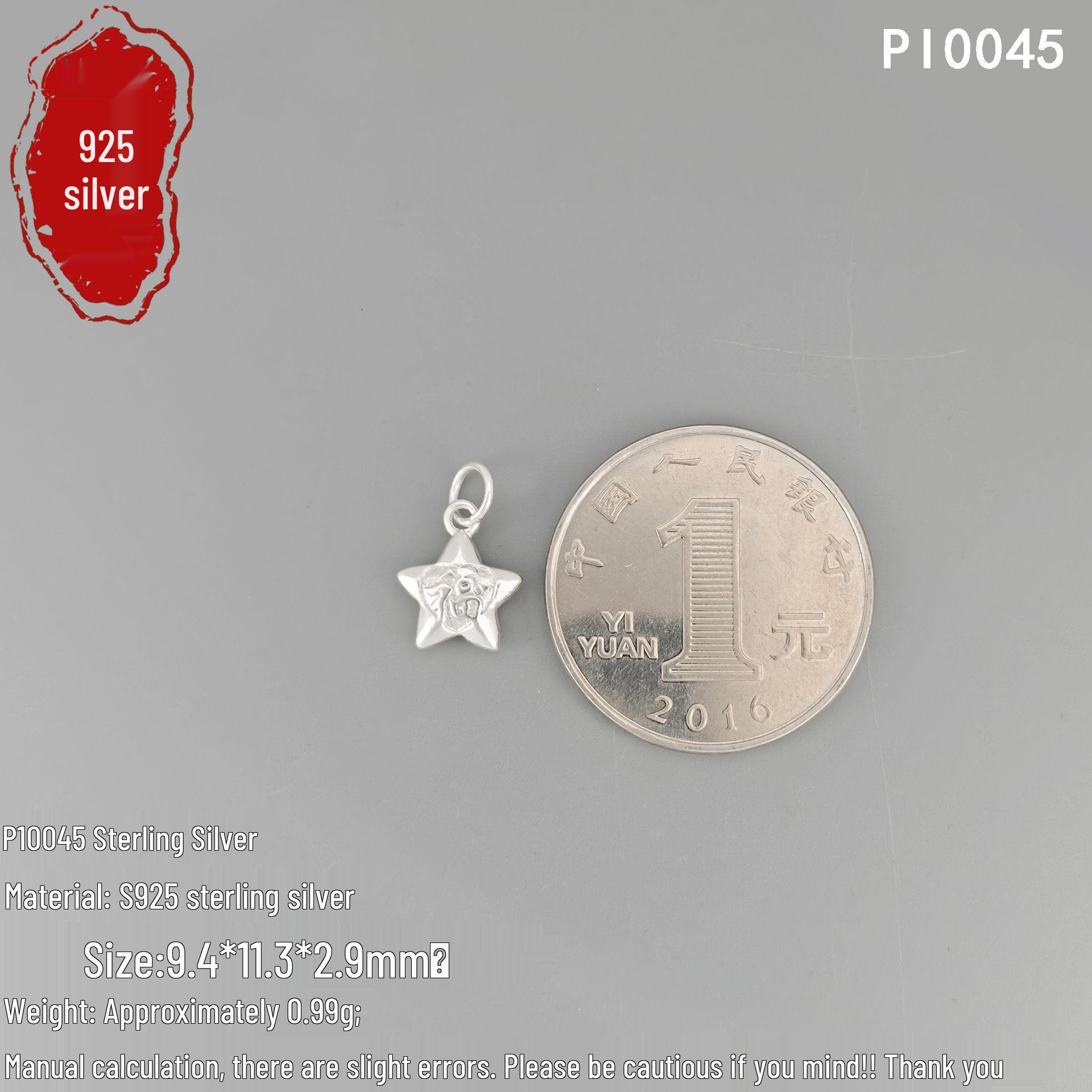 Sterling Silver Fu Character Star Pendant Retro Ornament