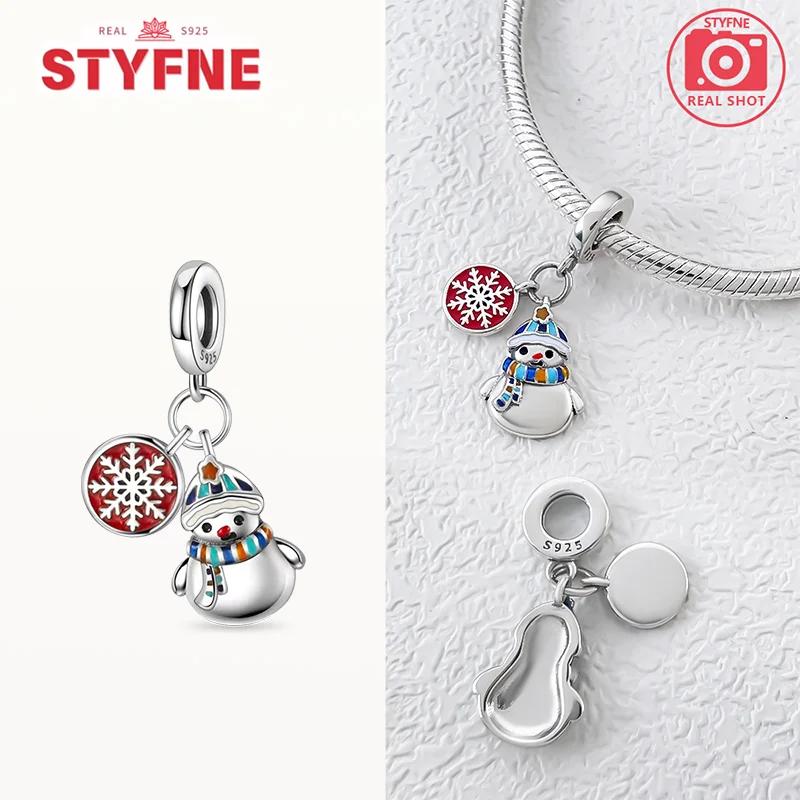 New Christmas Charmscopper Snowman Snowflake Charm Beads Fit Original Bracelets Diy Fine Jewelry Giftfor Women